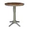 International Concepts Round 36 in Rd Extension Dining Table, 4 X-back Bar Height Stools, Hickory/Stone, 36 W, 48 L, Wood K41-36RXT-27B-S6133-4 - alternate 2
